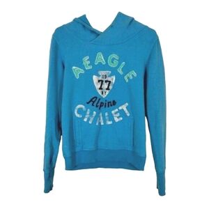 Vintage American Eagle Outfitters Womens Sz Med Hoodie Blue Pass Through Pocket
